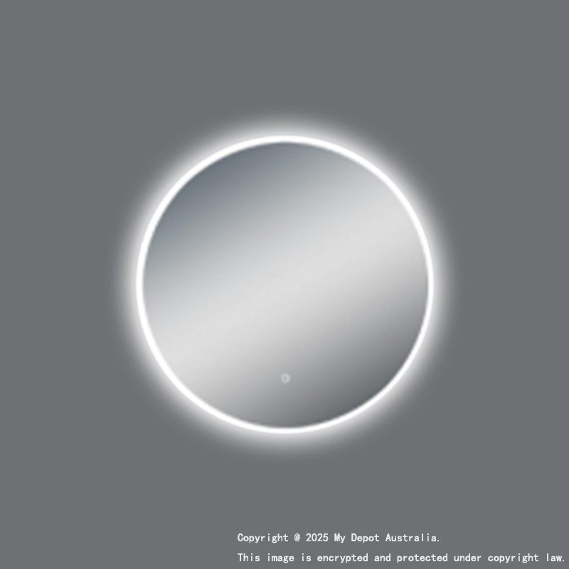 750mm Round 3 Color Lighting Acrylic LED Mirror Touch Sensor Switch Defogger Pad Wall Mounted