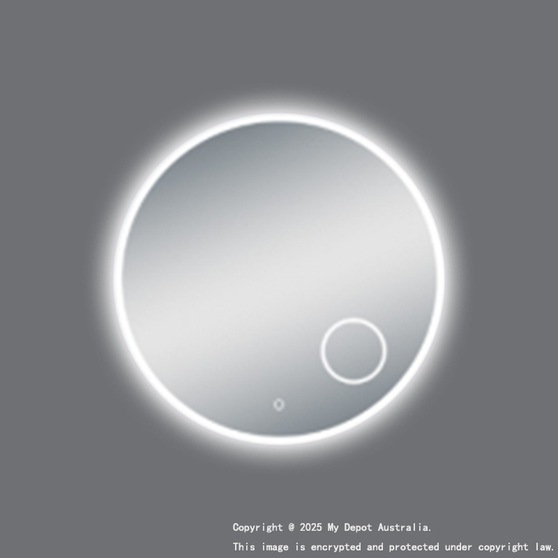 900mm Round 3 Color Lighting Acrylic LED Mirror Touch Sensor Switch Defogger Pad Wall Mounted(Come with Magnifier)