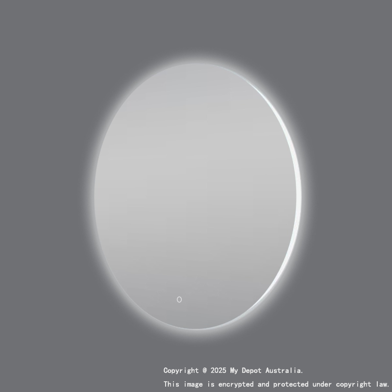 600mm Round 3 Color Lighting Backlit Acrylic LED Mirror Touch Sensor Switch Defogger Pad Wall Mounted