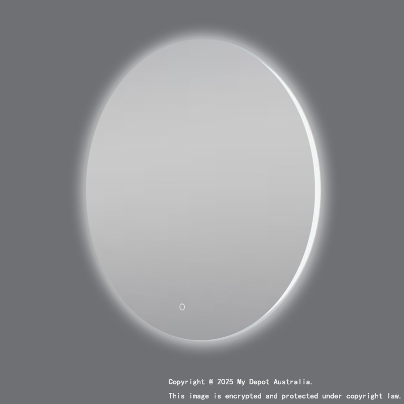 900mm Round 3 Color Lighting Backlit Acrylic LED Mirror Touch Sensor Switch Defogger Pad Wall Mounted