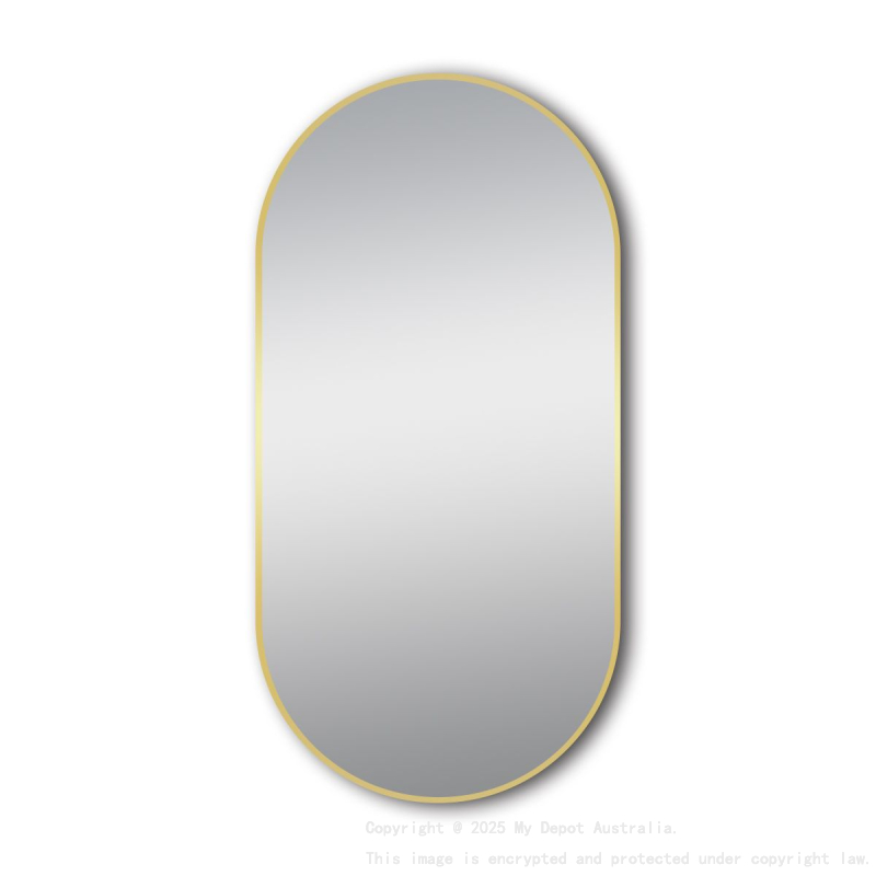 500*1000 Matte Brushed Gold Oval Framed Mirror