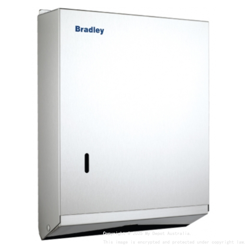 255WX330HX75Dmm Bradley Australia Map Ultraslim Paper Satin SS Towel Dispenser