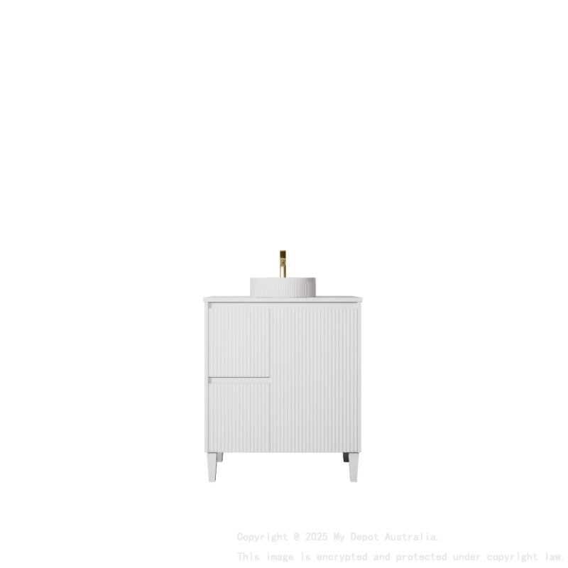 740x455x860mm Matte White Crete Modern Free Standing Vanity Left Hand Drawers