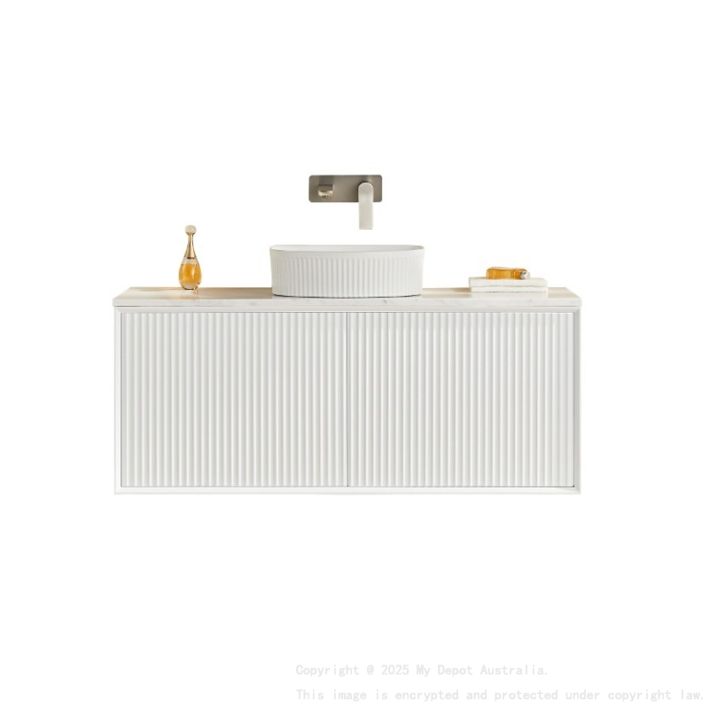 1190X455X480mm Matte Black Kliff Modern Fluted Wall Hung Vanity PVC Cabinet