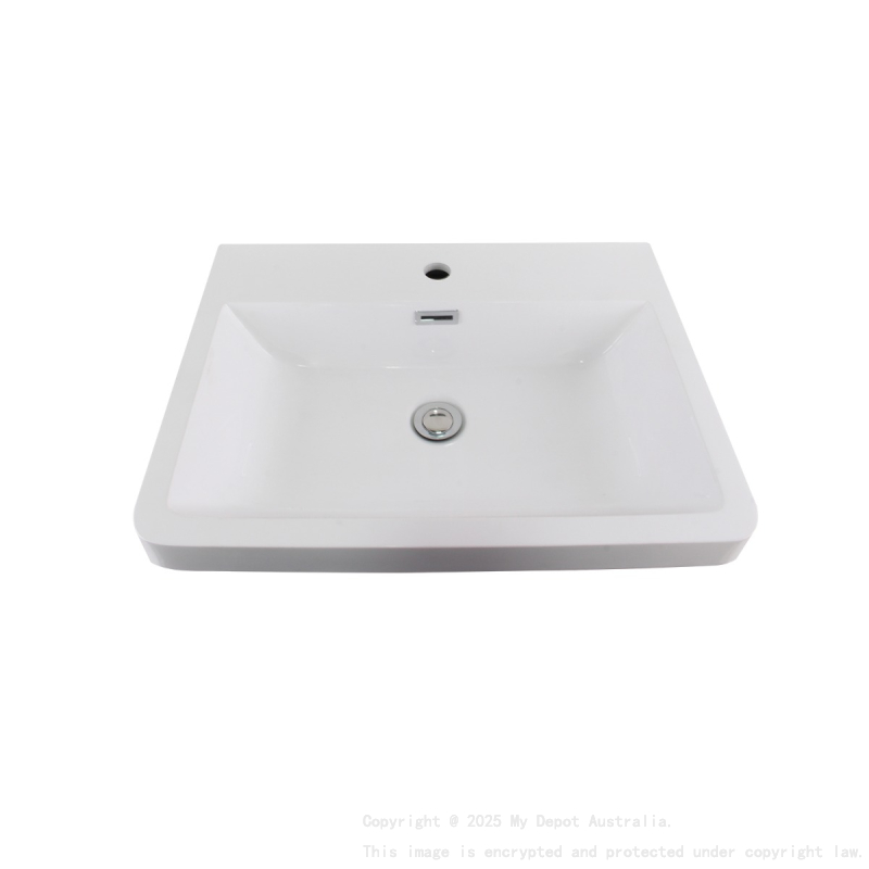 600mm O Shape Basin Poly Marble Top Round Edge