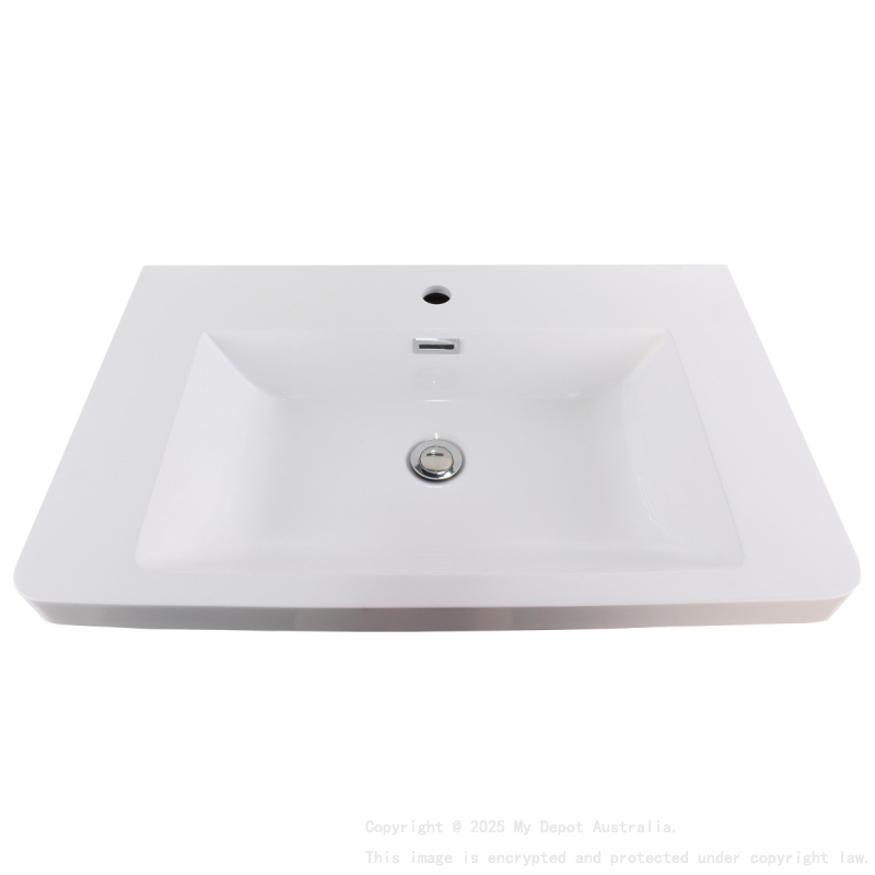750mm O Shape Basin Poly Marble Top Round Edge
