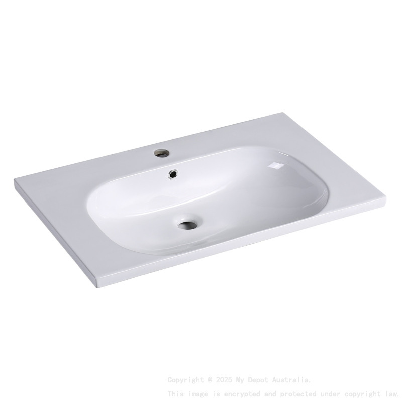 750mm Moon Basin Round Bowl Gloss White Ceramic Vanity Top