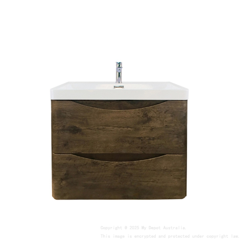 600mm Dark Oak MDF Bathroom Vanity 2 Doors ARC Wall Hung Cabinet Only