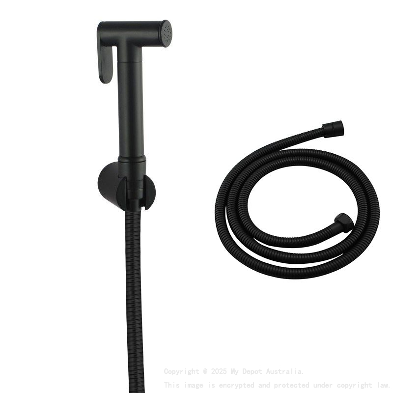 Round Brass Black Toilet Bidet Spray Kit With 1.2m Stainless Steel Hose