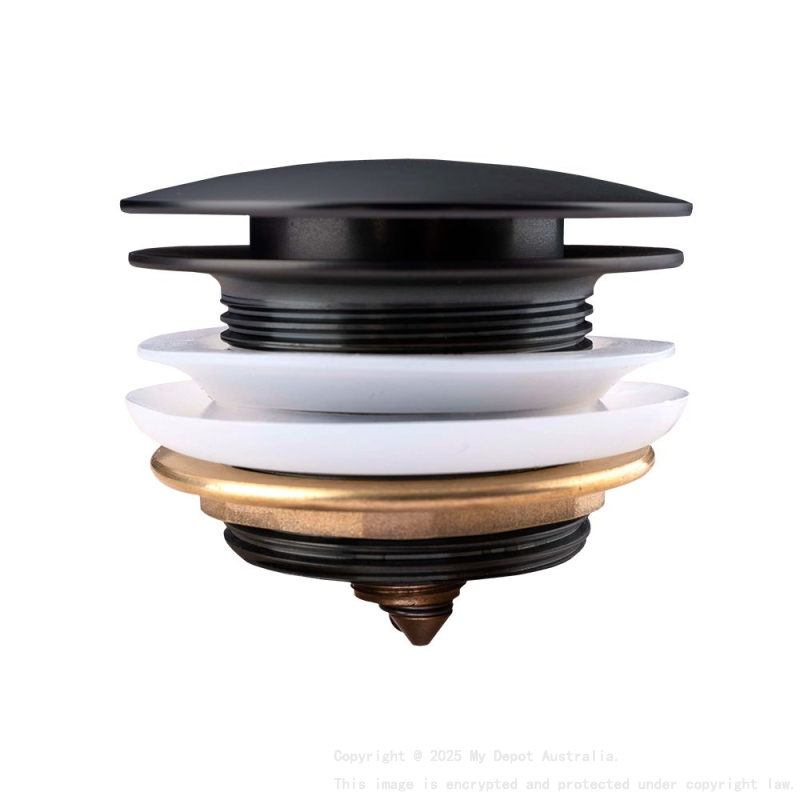 40mm Matte Black Solid Brass Bathtub Mushroom Pop Up Waste Drain NO Overflow