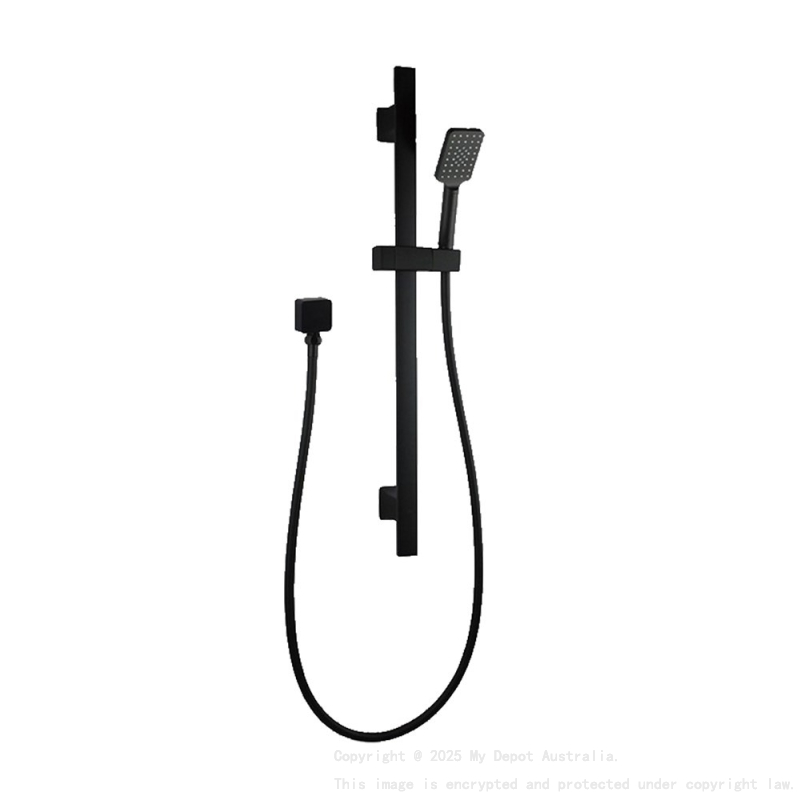 Square Black Handheld Shower With Rail