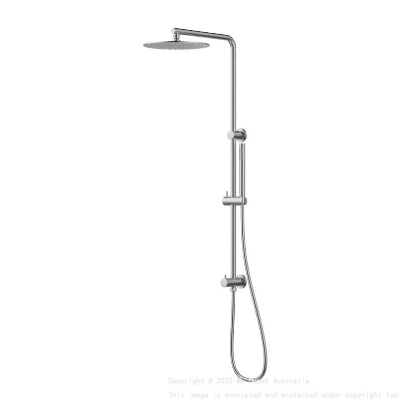 Cora Round Multi-function Shower Set Brushed Stainless Steel,250mm Plastic Shower Head