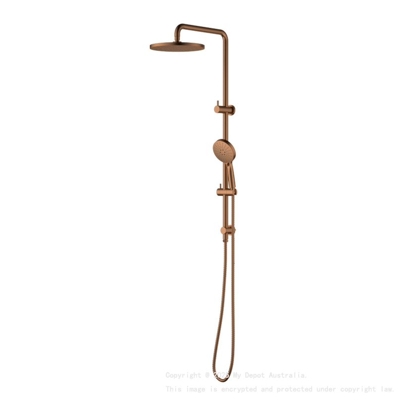 Otus Round Multi-Function Shower Set Brushed Copper,304SS Stainless Steel Rail, 250mm ABS Shower Head,1.5m PVC Hose