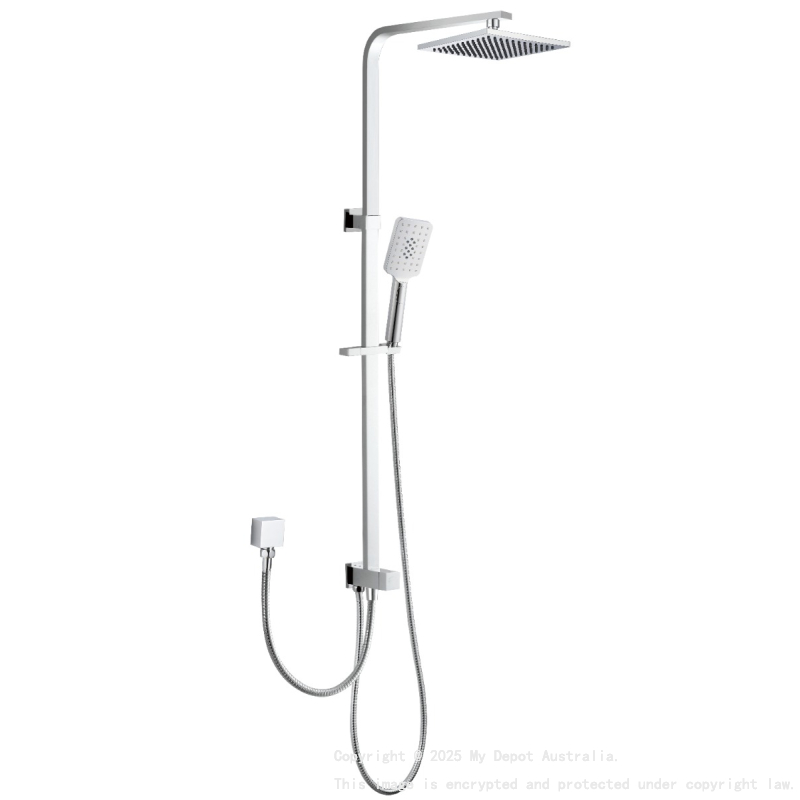 Eden Square Multi-function Shower Set Two Hoses Chrome, 200mm Plastic Shower Head