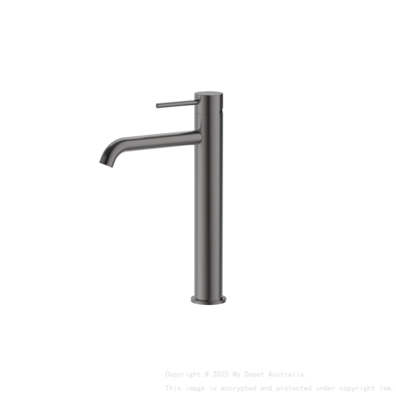 Otus Slimline SS Highrise Basin Mixer Curved Spout in Gun Metal 