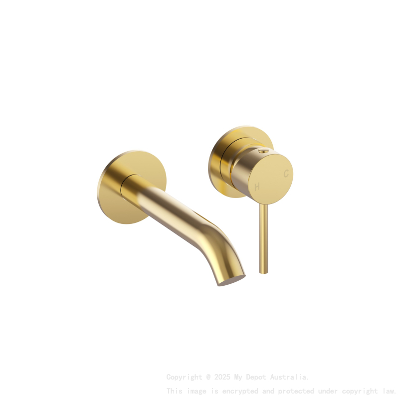 Otus Slimline SS Wall Basin Mixer Separate Back Plate Trim Kits in Brushed Gold