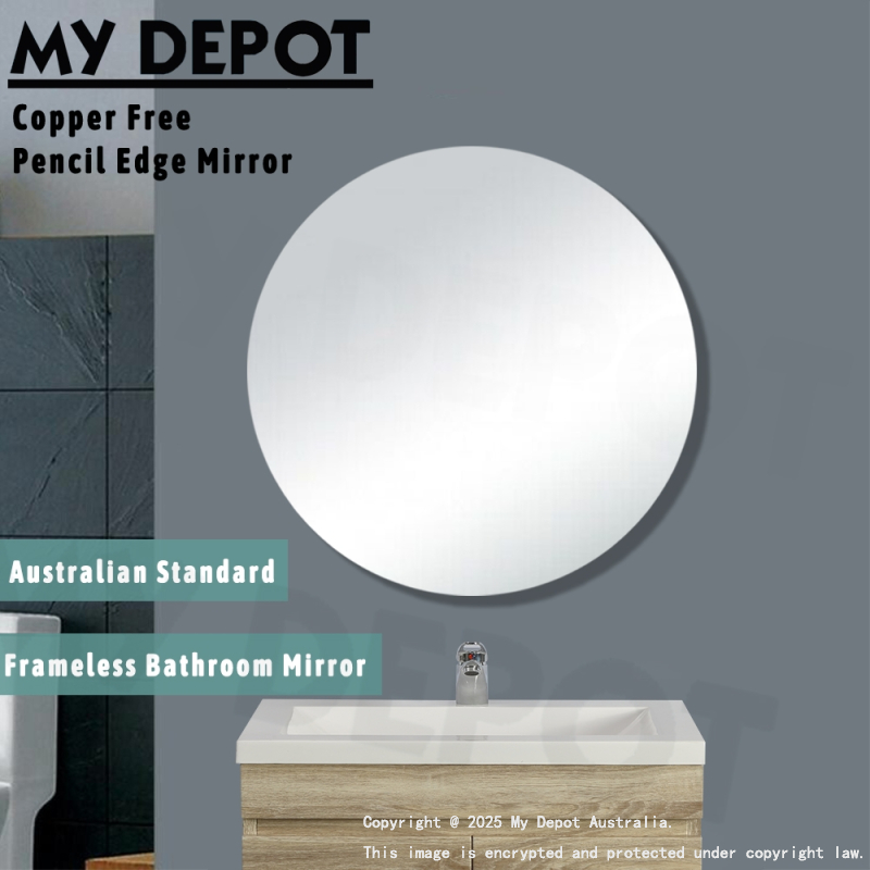 600mm Pencil Edge Round Bathroom Plain Mirror