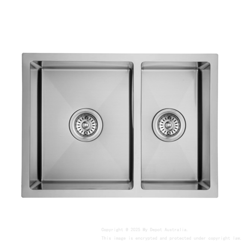 1& 1/2 Bowl Undermount Sink (R10 Corner) 590mm 304 Stainless Steel 