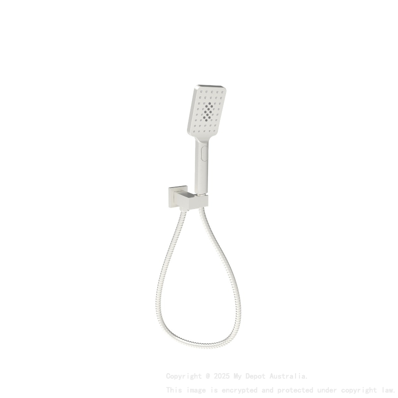 Eden Square Hand Shower On Wall Outlet Bracket Brushed Nickel