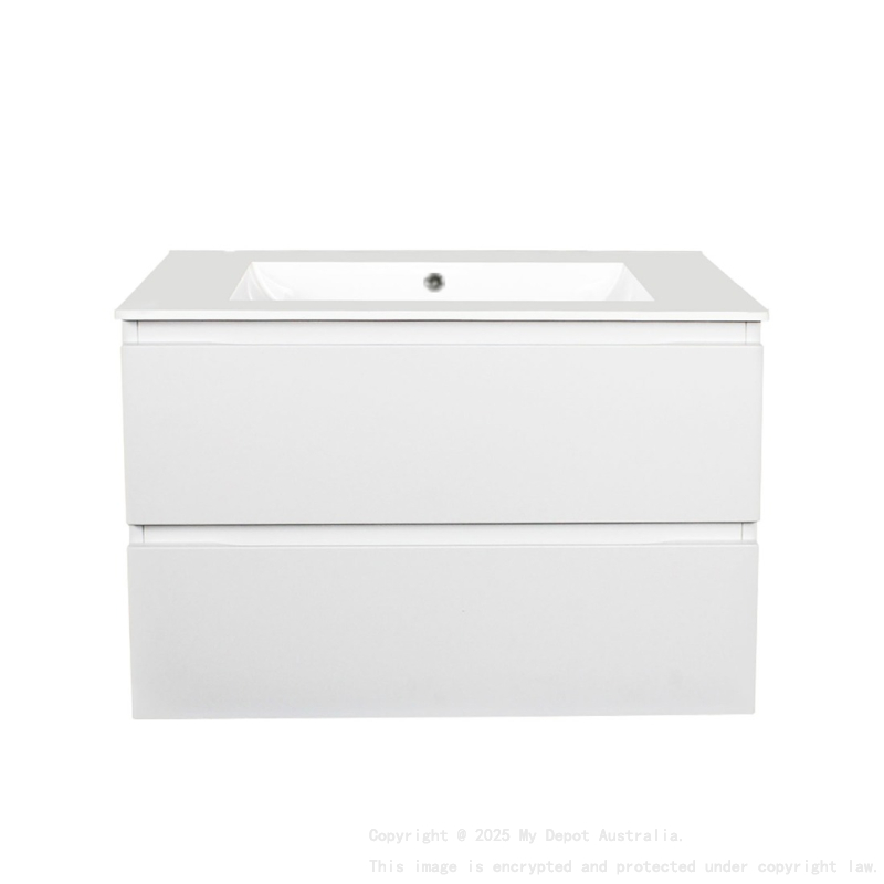 600mm Matte White MDF Bathroom Vanity 2 Drawers Wall Hung Cabinet Only 