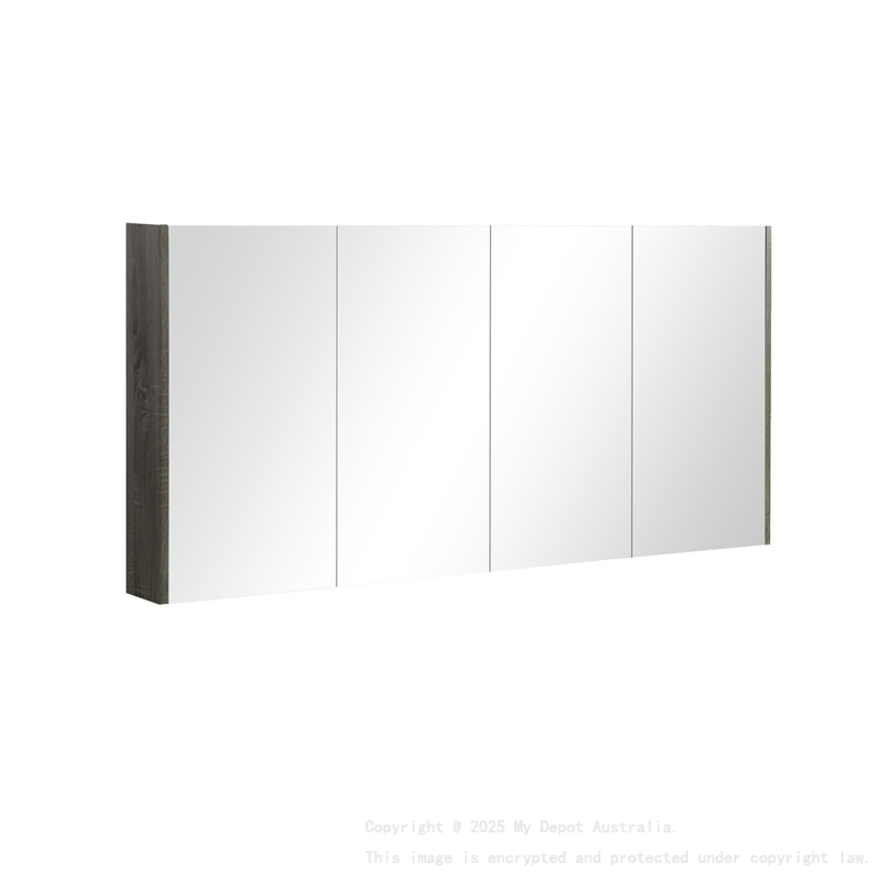 1500mm Pencil Mirror Dark Grey MDF 4 Doors Shaving Cabinet