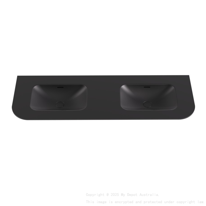 1505X505X140 Matte Black Aruro Solid Surface Stone Basin Double Bowl