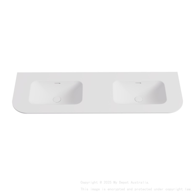 1505X505X140 Matte White Aruro Solid Surface Stone Basin Double Bowl
