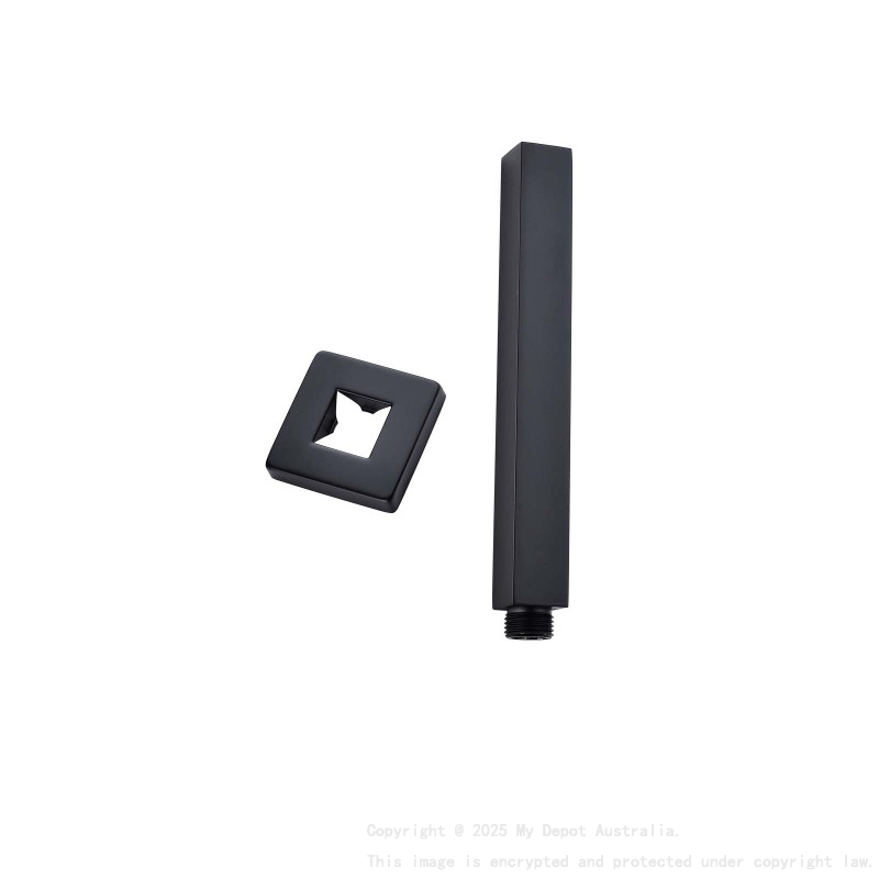 Cavallo Black Square Ceiling Shower Arm 200mm