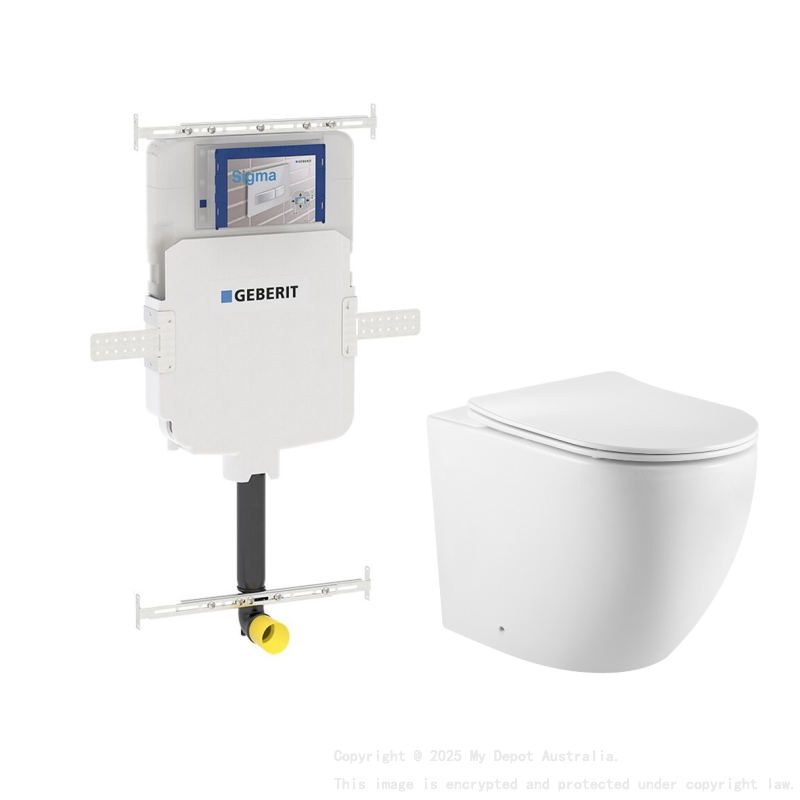 560X365X420mm Procida Geberit Inwall Floor Toilet Suite Rimless Wall Faced Floor Pan