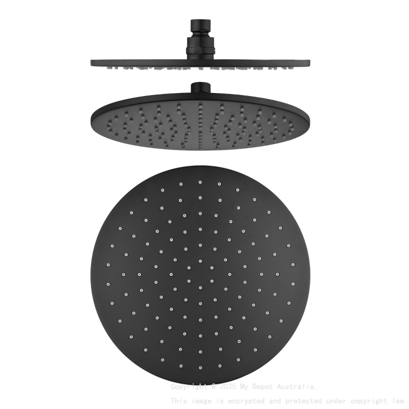 Pentro 10" Matte Balck Round Chrome Rainfall Shower Head