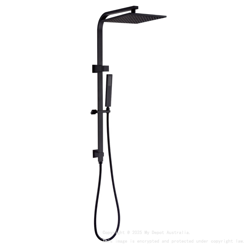Esperia 250mm Matte Black Square Shower Station