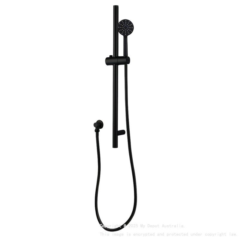 Pentro Black Round Handheld Shower Rail Set