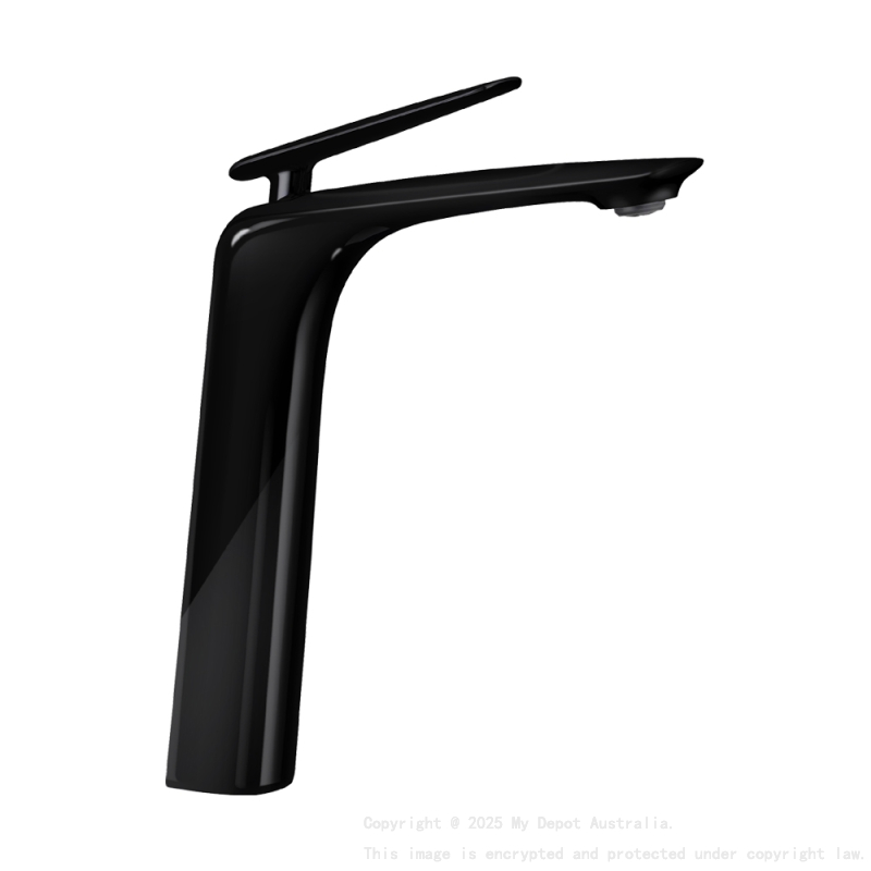 Bellino Solid Brass High Gloss Black Tall Basin Mixer