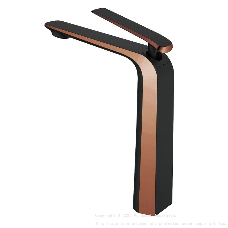 Esperia Solid Brass Matt Black & Rose Gold Tall Basin Mixer