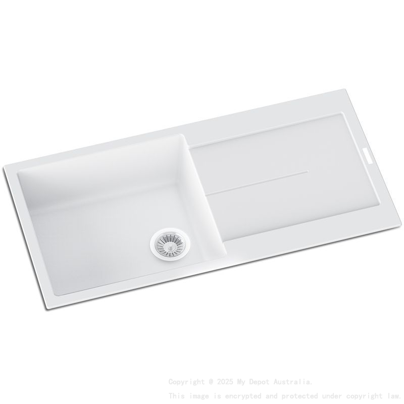 Carysil White Single Bowl with Drainer Granite Kitchen Sink 1000*440mm