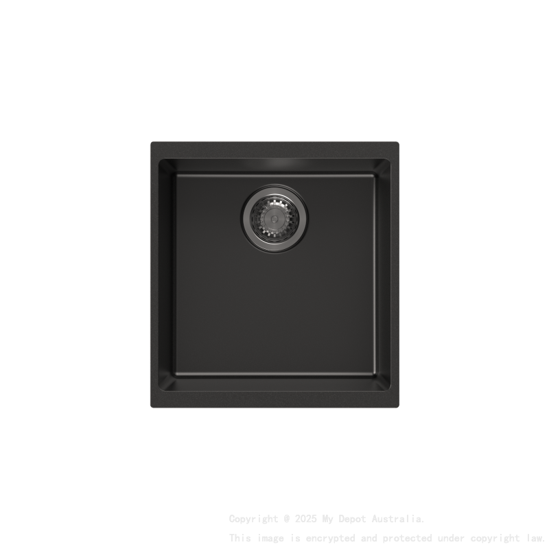 430*460*200mm Carysil Black Single Bowl Granite Kitchen/Laundry Sink Top/Flush/Under Moun