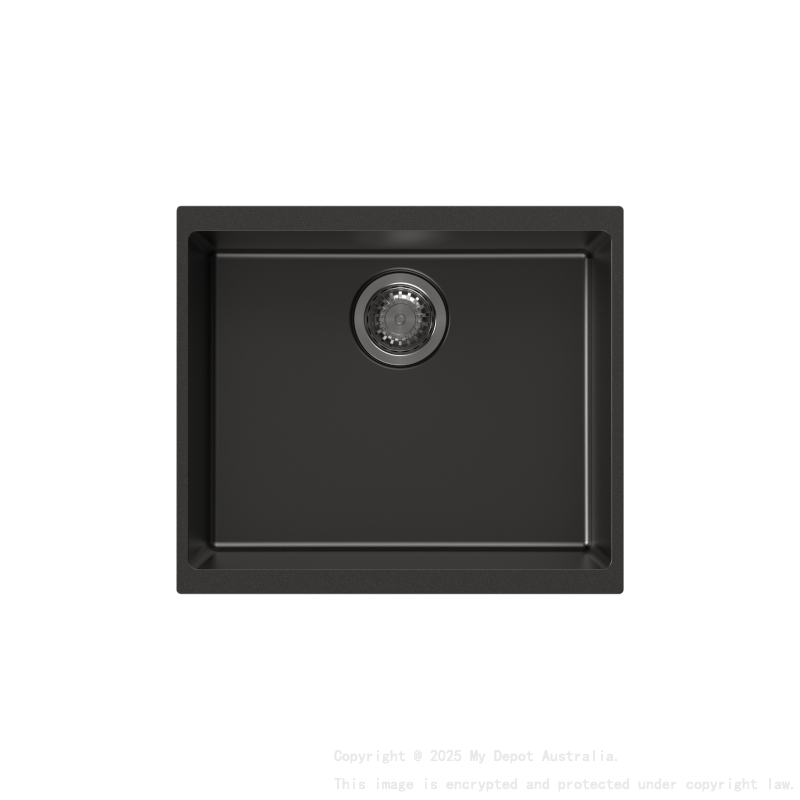 530*460*200mm Carysil Black Single Bowl Granite Kitchen/Laundry Sink Top/Flush/Under Mount