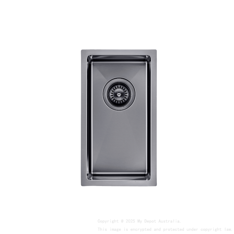 304 Stainless Steel Gun Metal Grey PVD Coating Single Bowl Kitchen Sink(Round Edges,with Bottom Tray)250*450*215mm