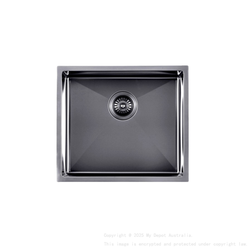 304 Stainless Steel Gun Metal Grey PVD Coating Single Bowl Kitchen Sink(Round Edges,with Bottom Tray)500*440*230mm