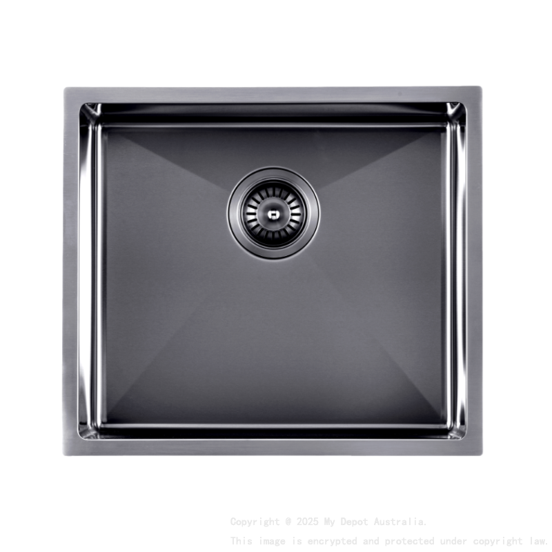 304 Stainless Steel Gun Metal Grey PVD Coating Single Bowl Kitchen Sink(Round Edges,with Bottom Tray)510*450*230mm