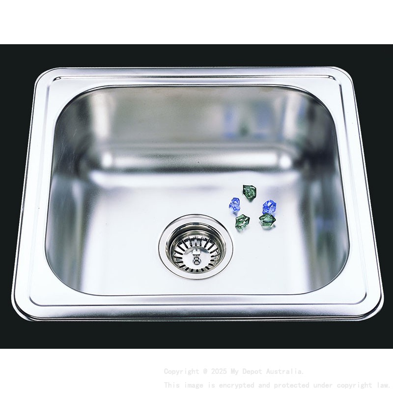 490 x 440mm Chrome Single Bowl Sink 304 Stainless Steel