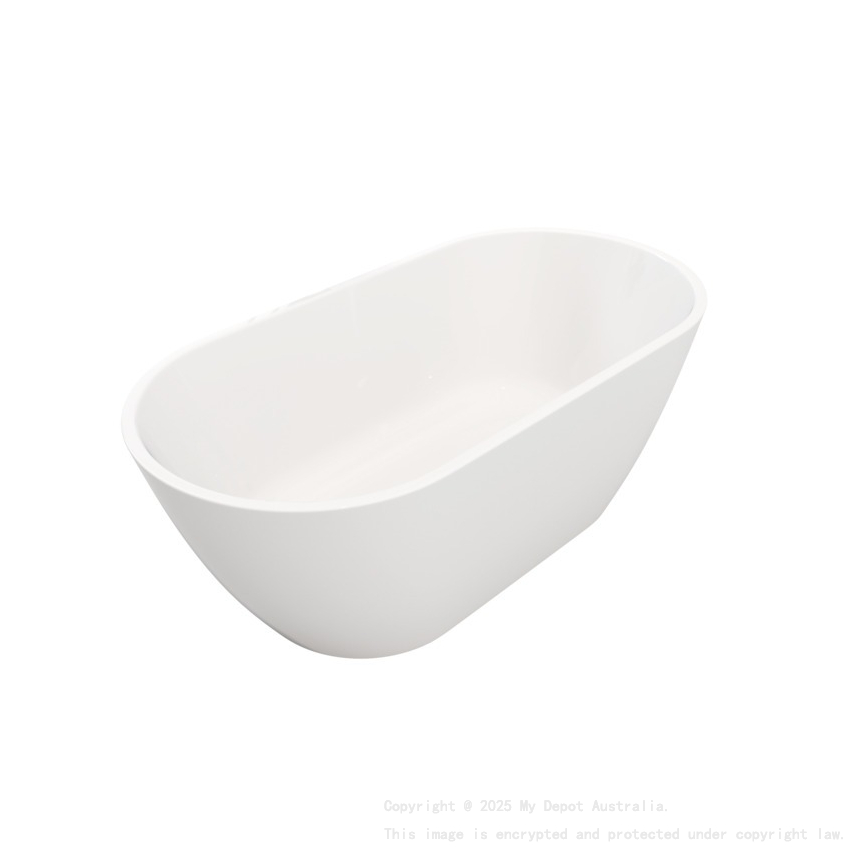 1700mm Freestanding Bathtub Gloss White Acrylic Oval Bathtub