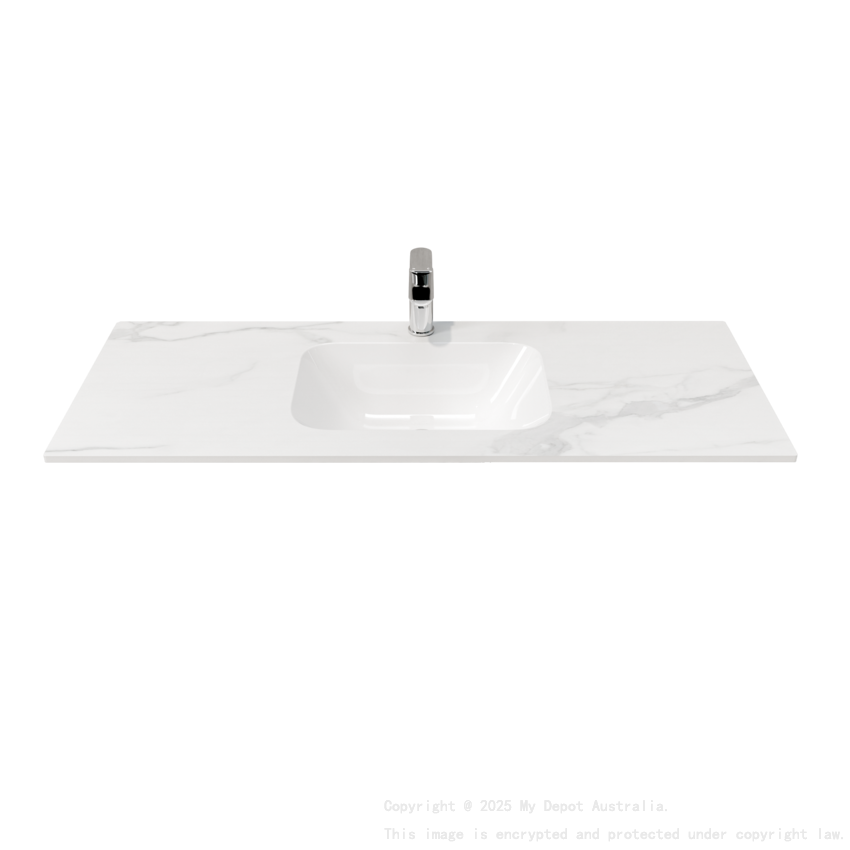 1200L*460D*180Hmm White Marble Look Sintered Stone Top With Undermount Basin