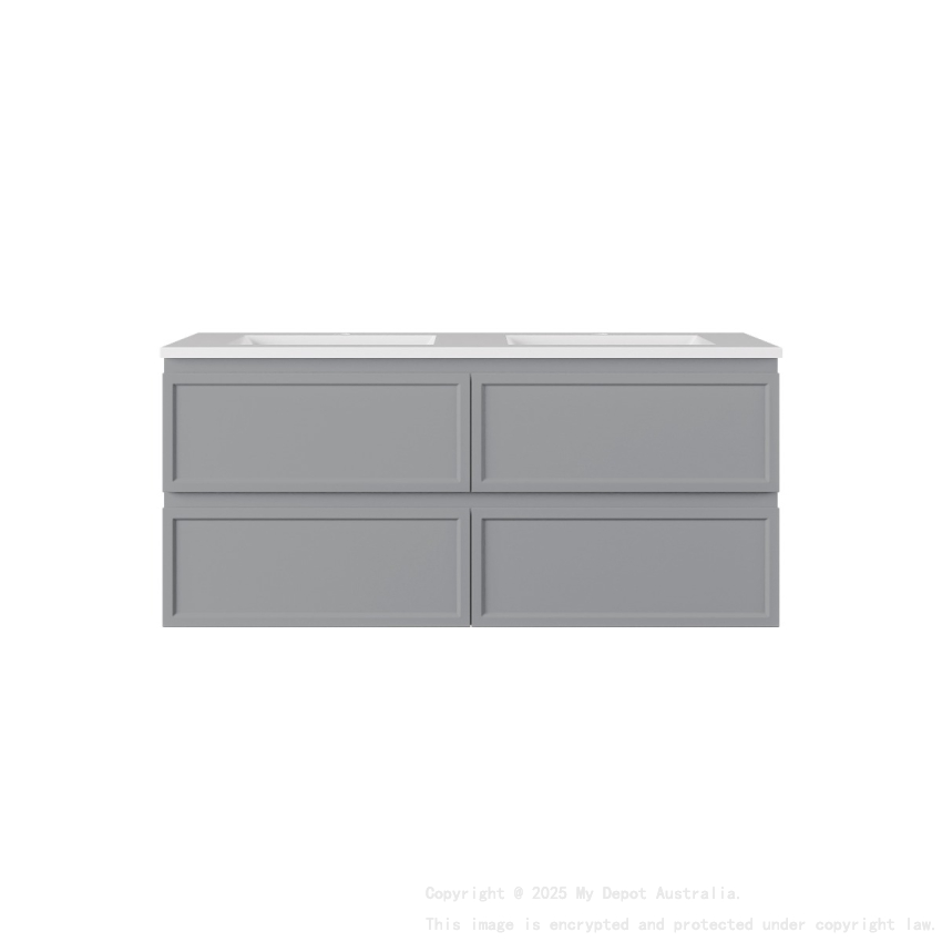 1190*455*500mm Matte Grey New Hamilton Federation Slim Wall Hung Cabinet For Single Bowl And Double Bowl