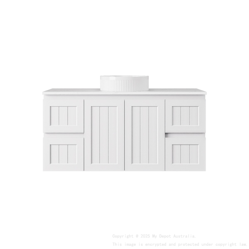 1190*455*560mm Matte White Archill Federation Wall Hung Ensuite PVC Cabinet 