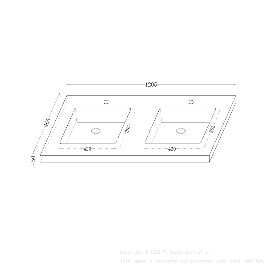 1205X465X50mm Carrara Gold Sintered Stone Semless Joined With Fine Ceramic Basin Stone Double Bowl