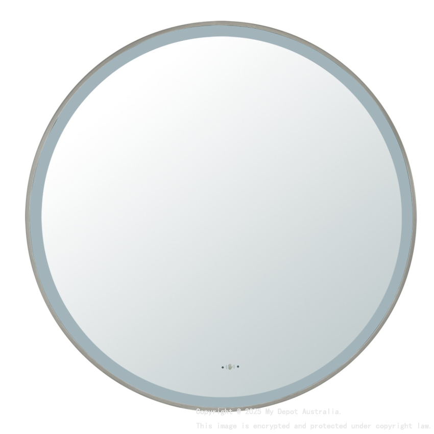 600X600X32mm Gun Metal Orbis Framed LED Mirror