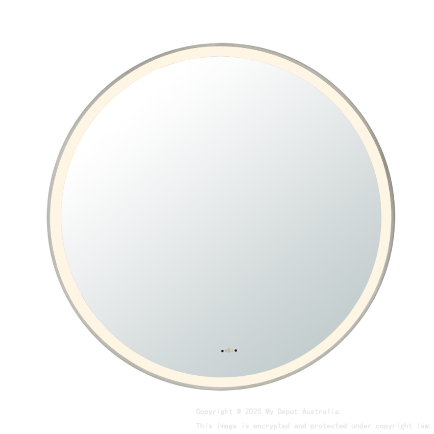 800X800X32mm Gun Metal Orbis Framed LED Mirror
