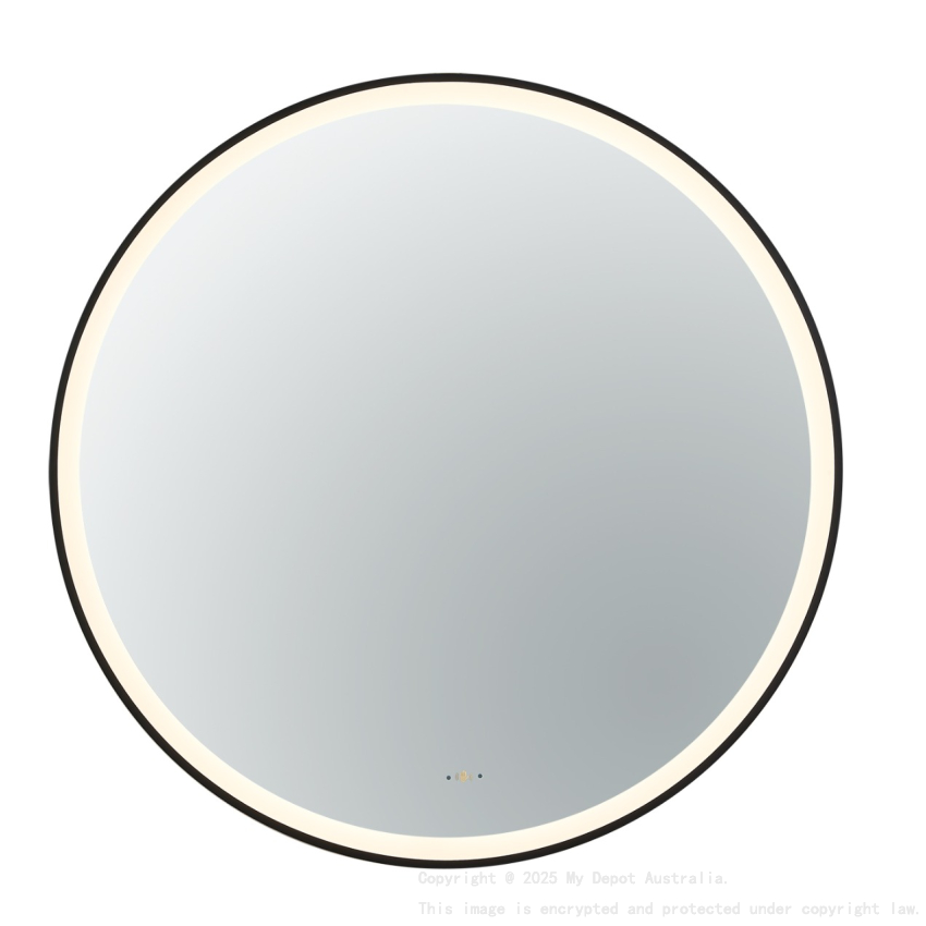 600X600X32mm Matte Black Orbis Framed LED Mirror