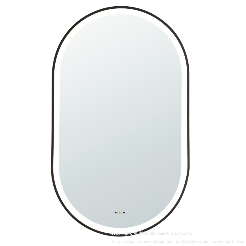 450(W)*900mm(H) Matte Black Ellips Framed LED Mirror